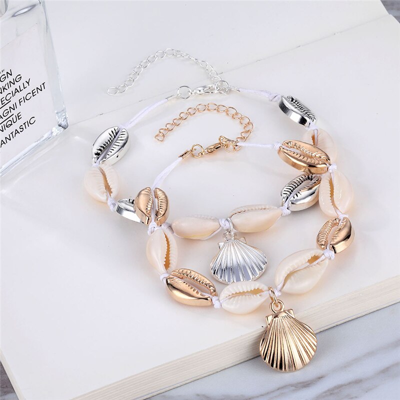 Boho Style Shell Conch Rope Anklet for Women