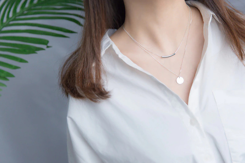 Simple Style Silver Layer Chain Necklace for Women