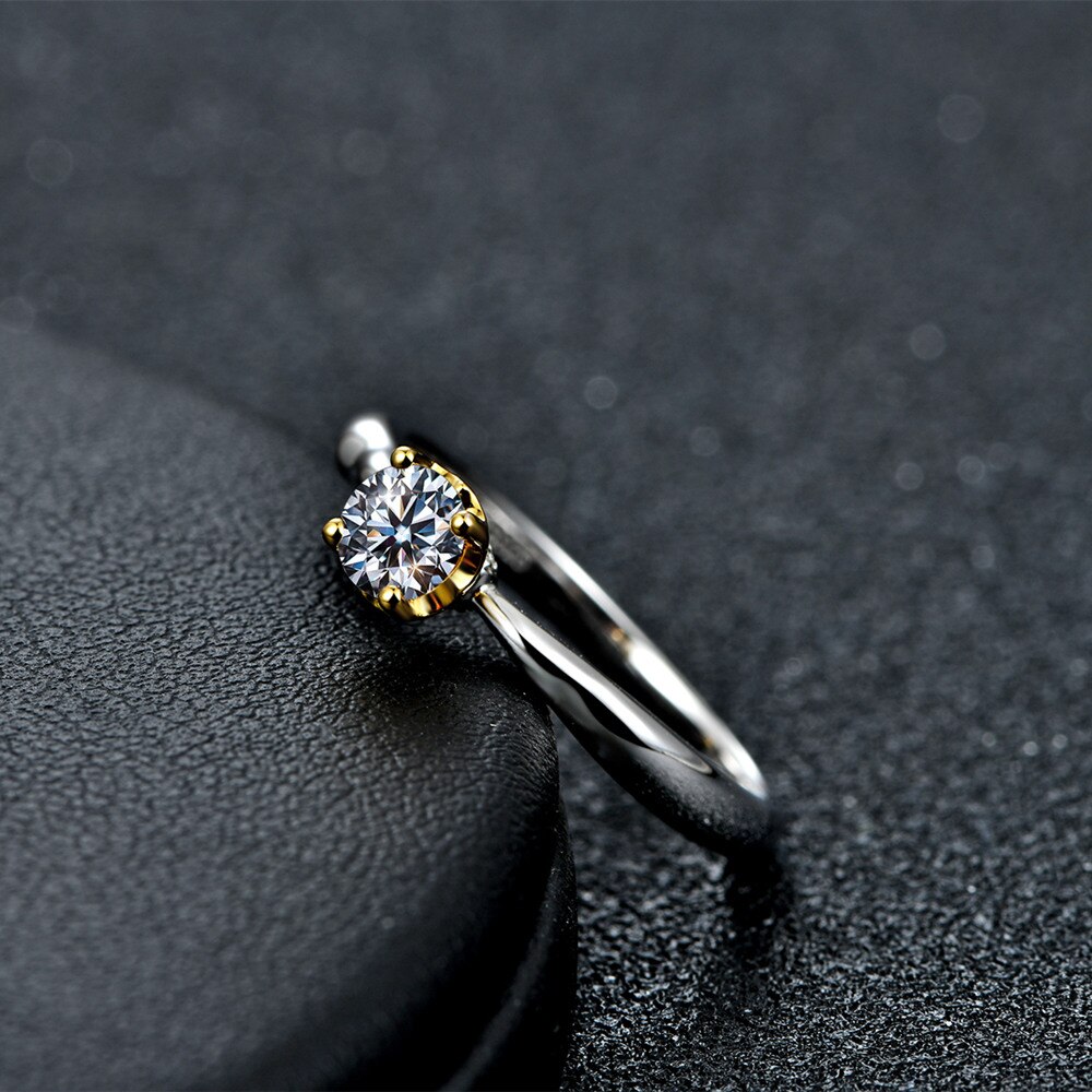 18K Yellow Gold Moissanite Wedding / Engagement Ring 0.3ct D Color Moissanite Engagement