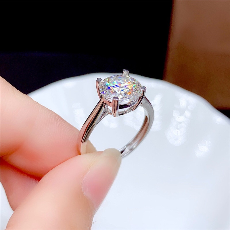 Moissanite Ring 0.5CT-3CT VVS Lab Diamond Wedding  Real 925 Sterling