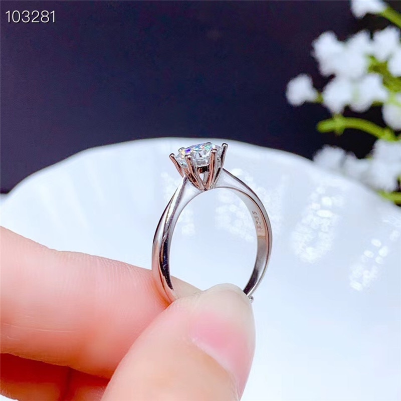 1CT Moissanite Ring VVS Lab Diamond Classic Style Real 925 Sterling