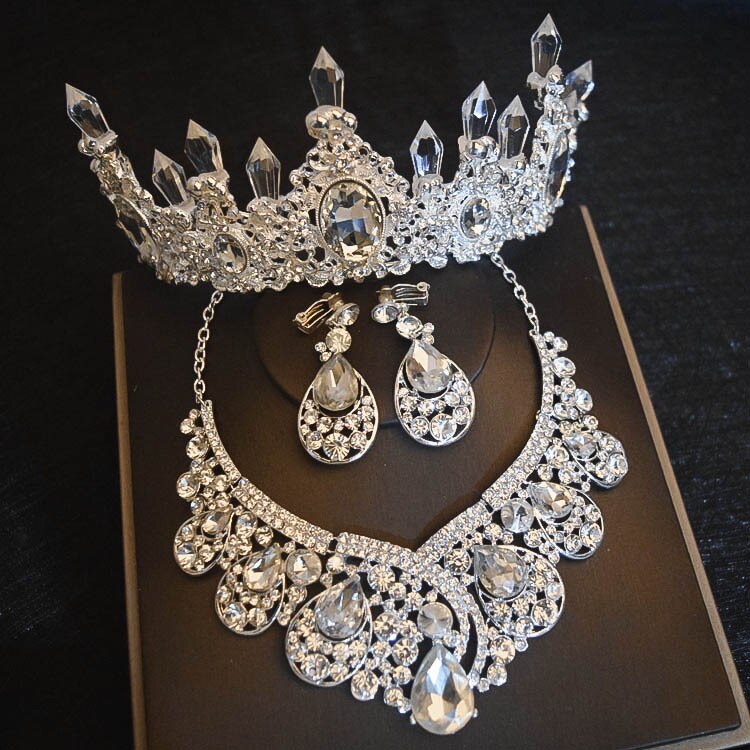 Women's Luxury Bridal Tiara, Necklace and Earrings Set