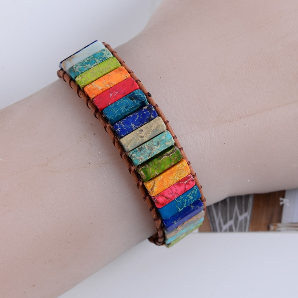 Multicolor Boho Natural Stone Wrap Bracelet